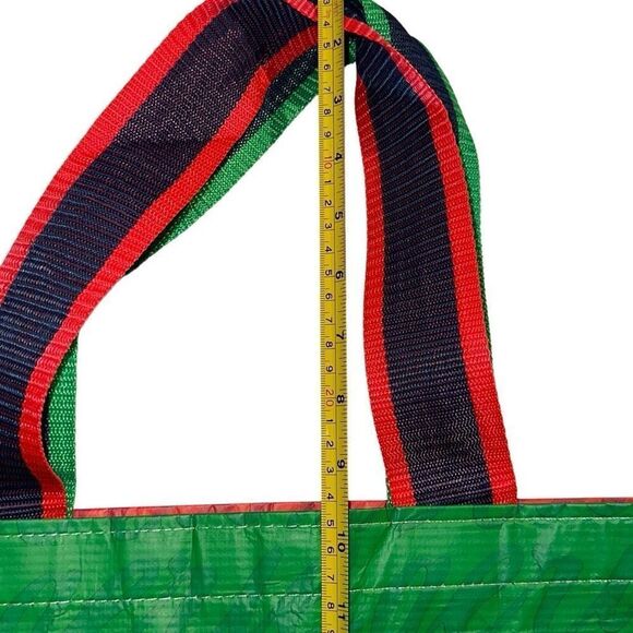 Aerie Green Red Blue Colorblock Smiley Reusable Shopper Tote Bag Ladies Large - Picture 4 of 6